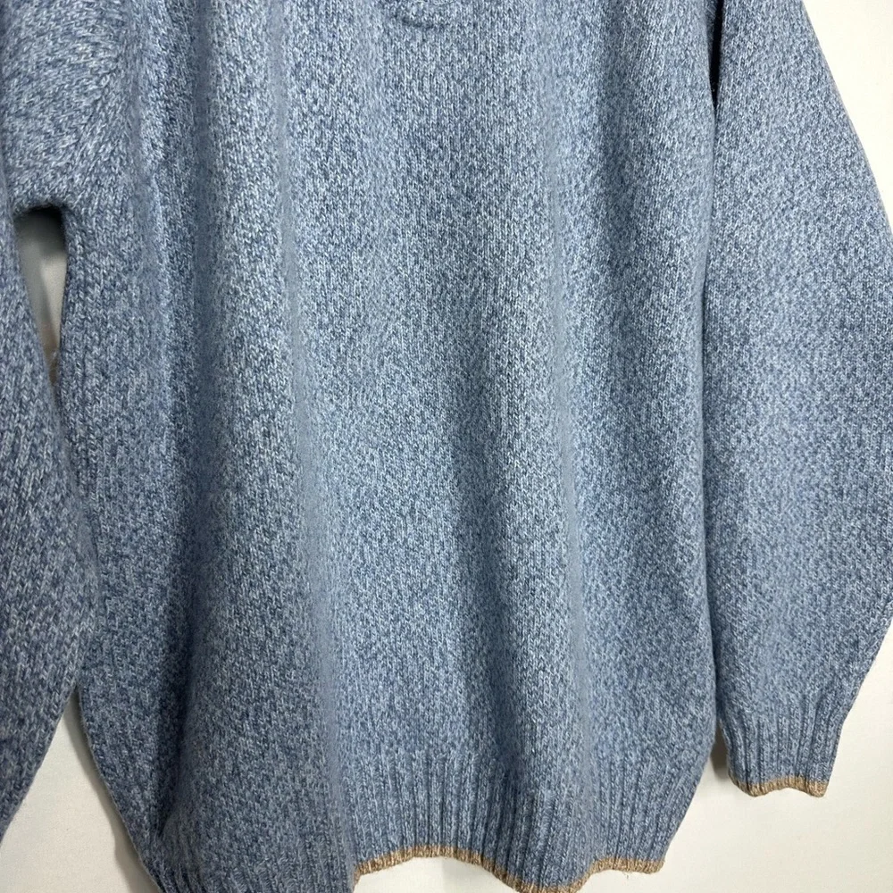 #2636 MASSIMO DUTTI Sweater Mens Size XL (42) Beige Blue Quarter Zip